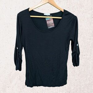 Black Fitted 3/4 Sleeve Blouse